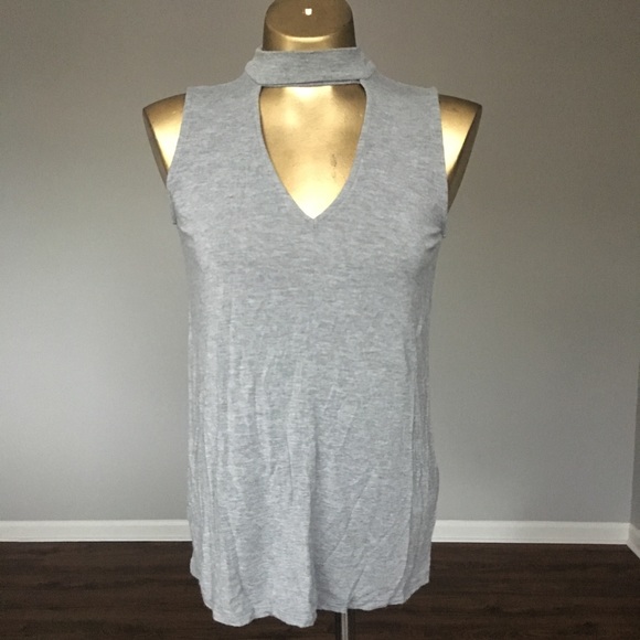 Carmen Marc Valvo Tops - Carmen Marc valvo gray choker sleeveless top XS